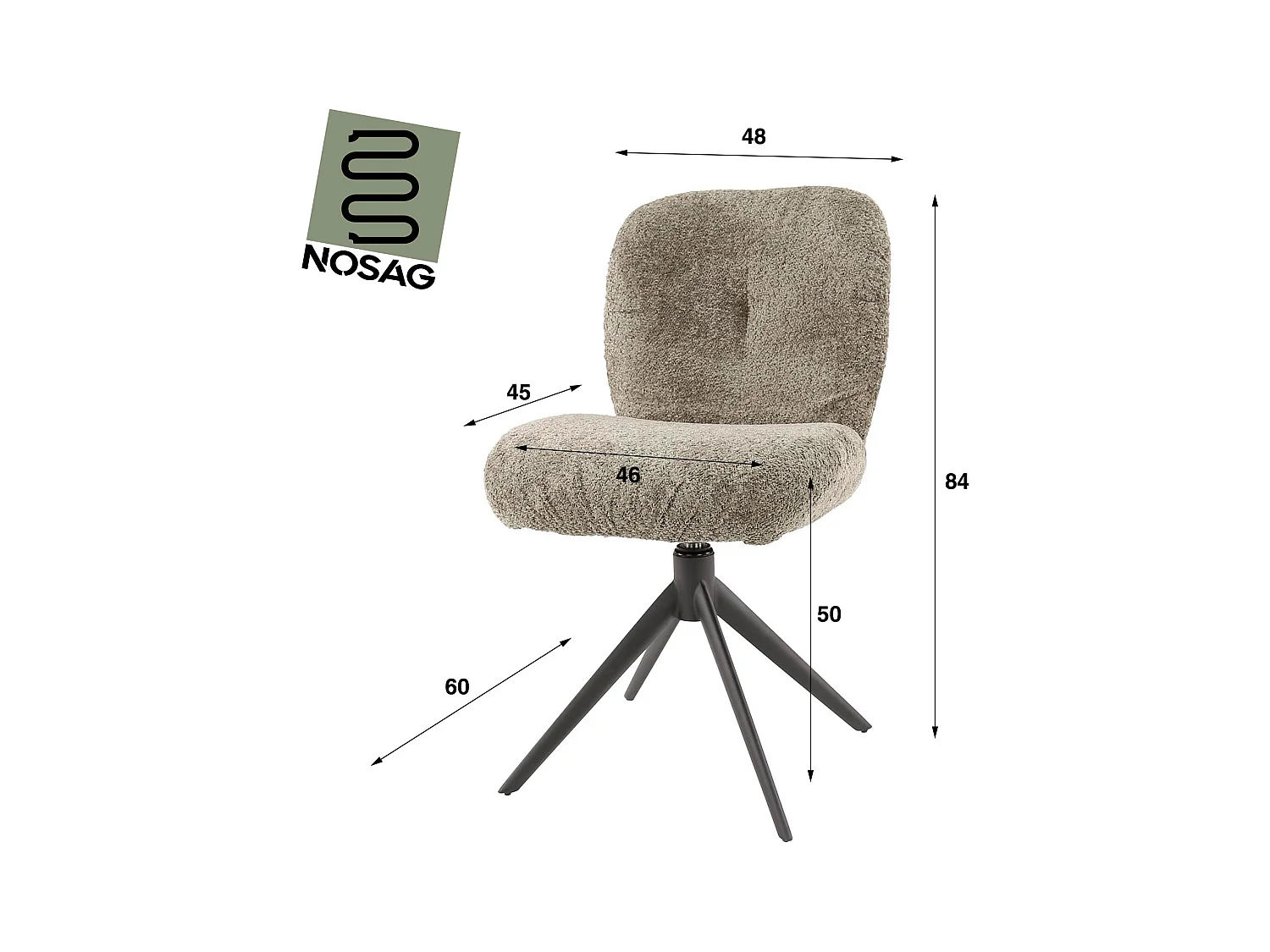 Chaise pivotante Comfort. 2 pièces - Boucle Taupe