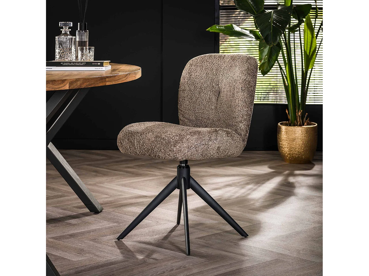 Stoel Comfort Draaibaar. 2 Stuks - Boucle Taupe