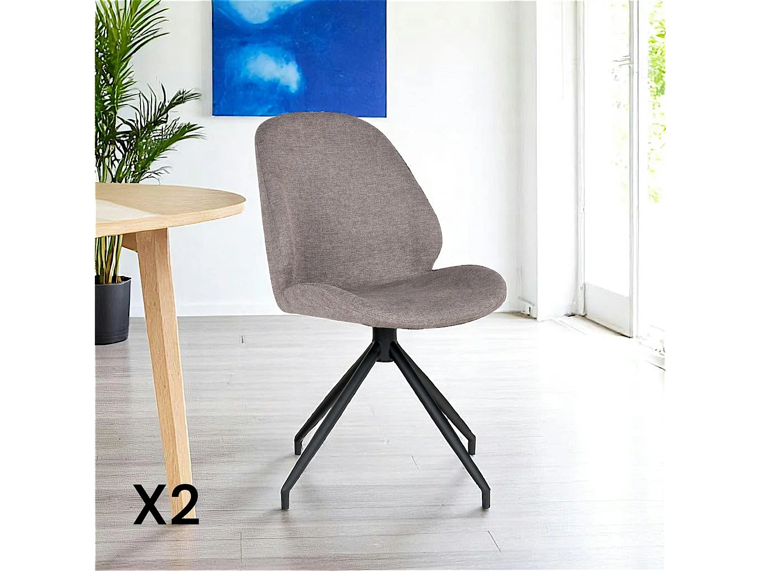 Chaise pivotante gris minéral (lot de 2) BERLIN