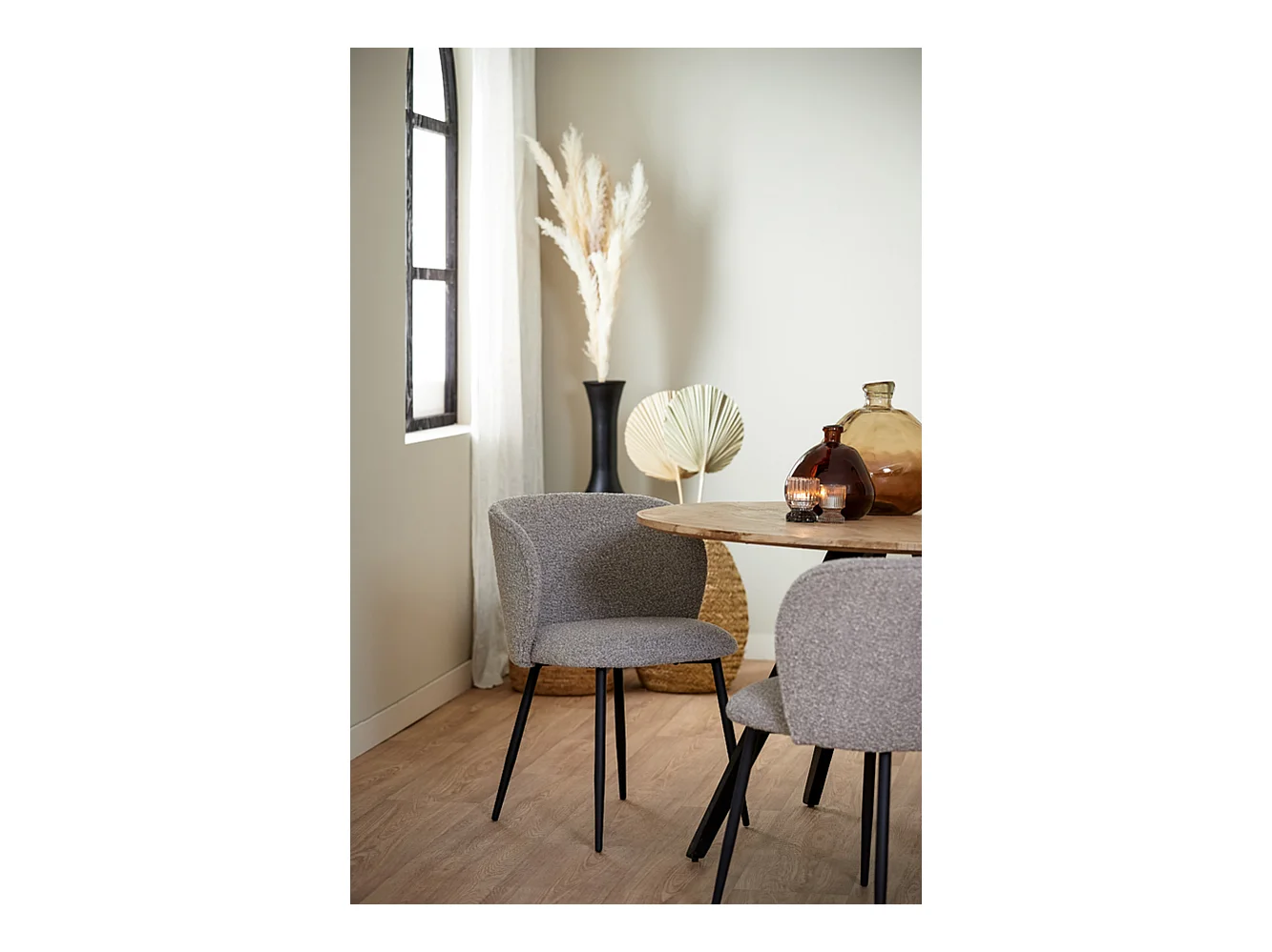 Chaise de salle à manger ELYNA - 56x55x79cm - Gris - Lot de 2