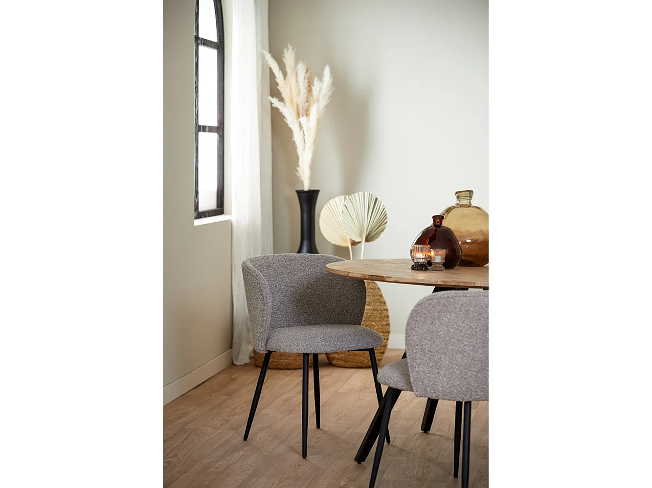 Eetkamerstoel ELYNA - 56x55x79cm - Grijs - Set van 2