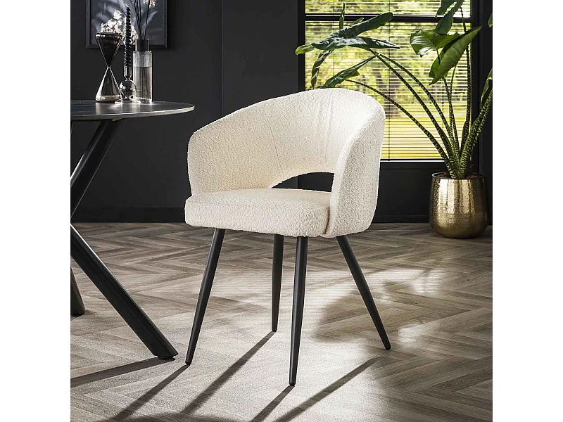 Fauteuil de salon - Boucle - Blanc - Lot de 2