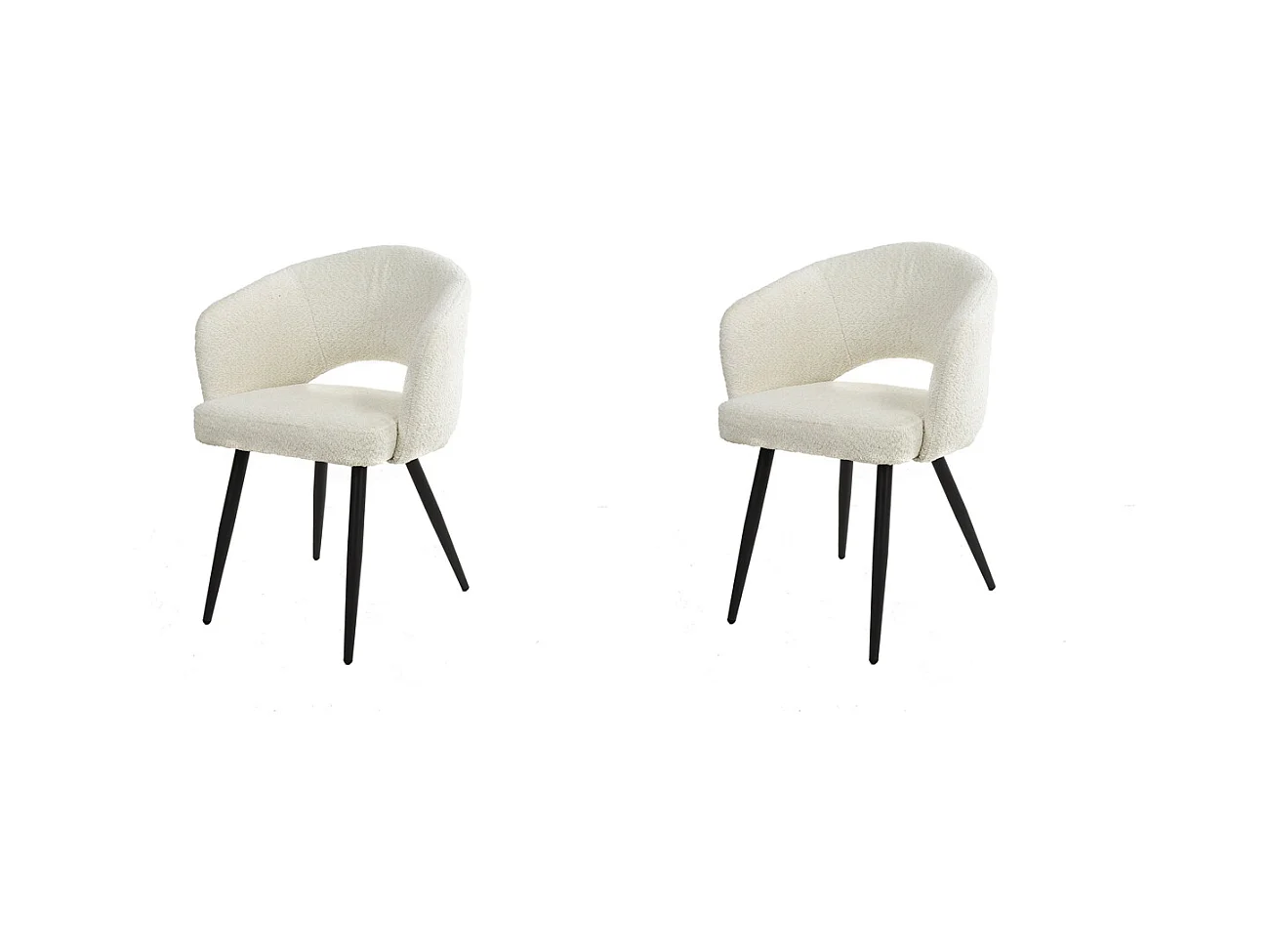 Fauteuil de salon - Boucle - Blanc - Lot de 2