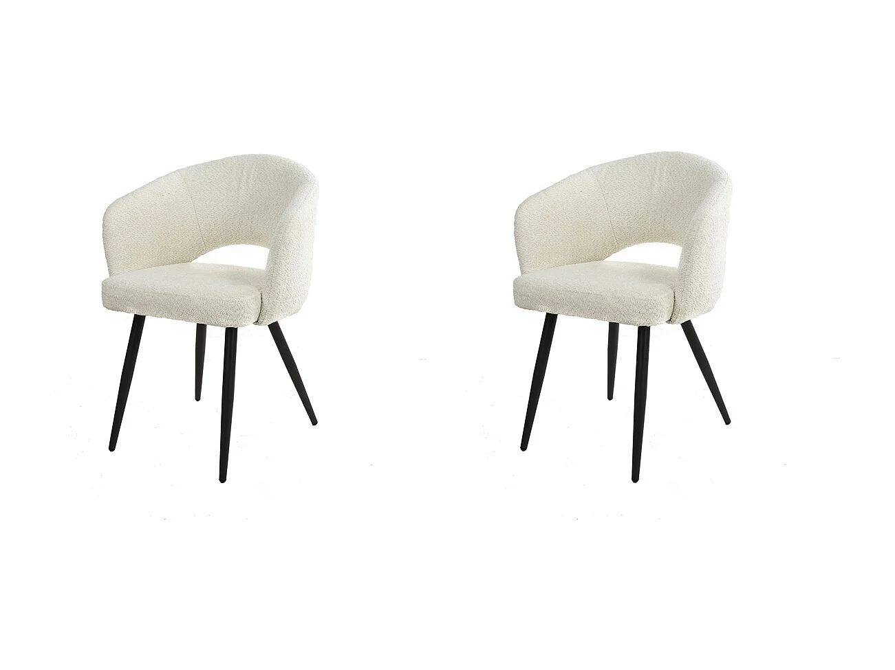 Armstoel Salon - Boucle - Wit - Set van 2