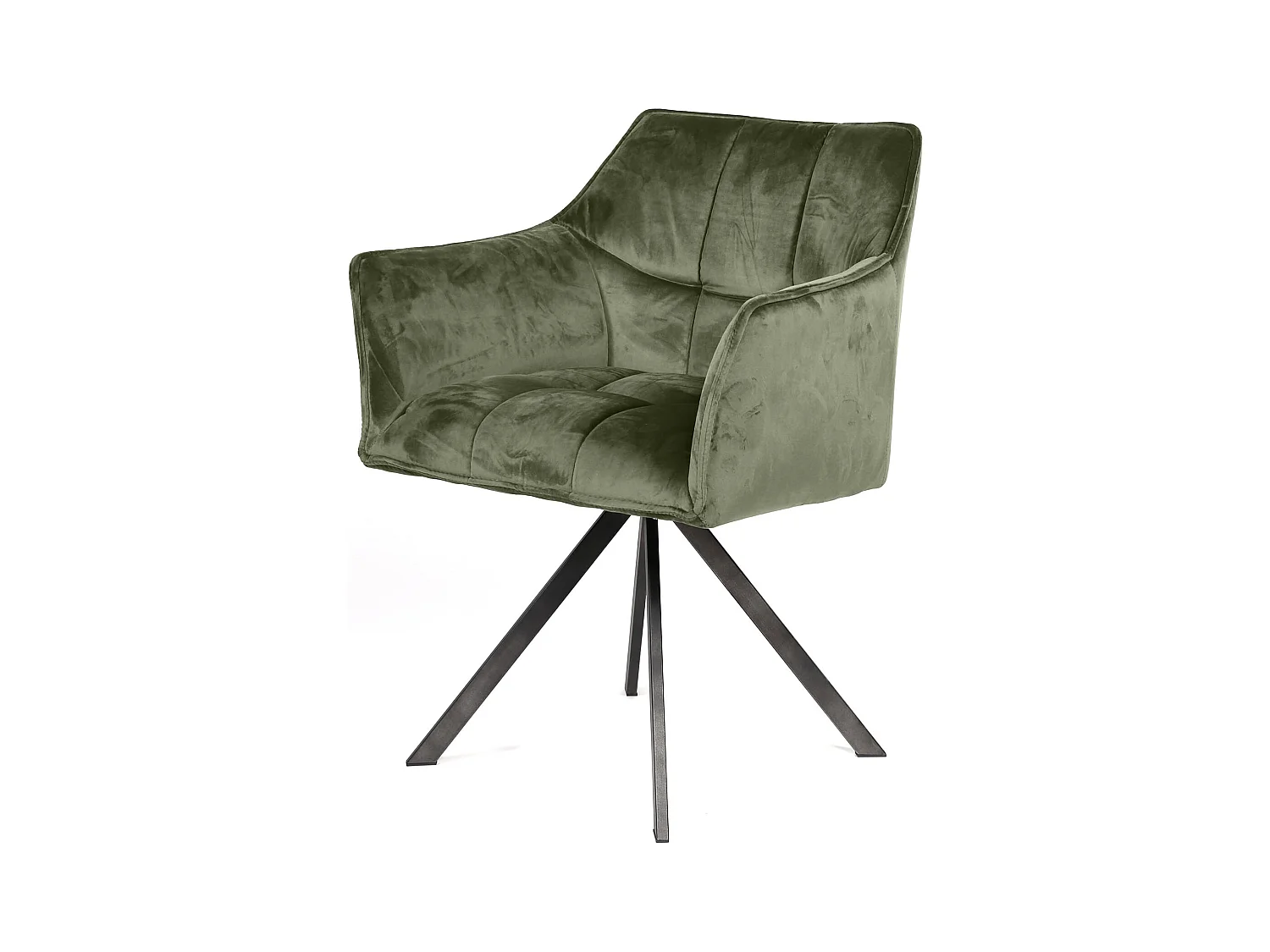 Fauteuil en velours - Vert - Pivotant - 2 pièces