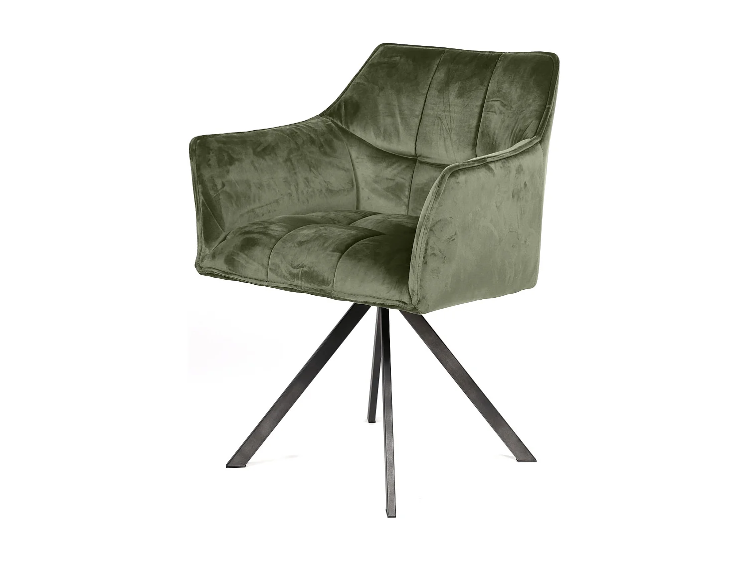 Fauteuil en velours - Vert - Pivotant - 2 pièces