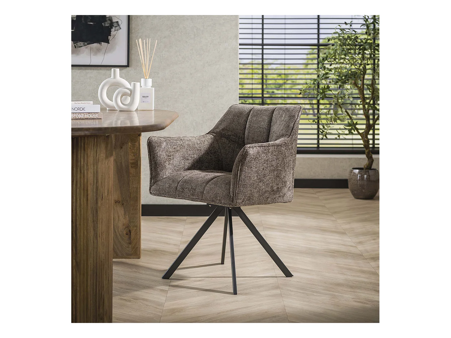 Fauteuil pivotant Raster - 2 pièces - Taupe riche