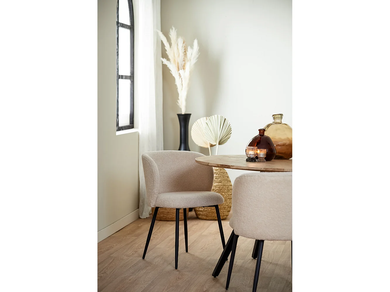 Eetkamerstoel ELYNA - 56x55x79cm - Bruin - Set van 2