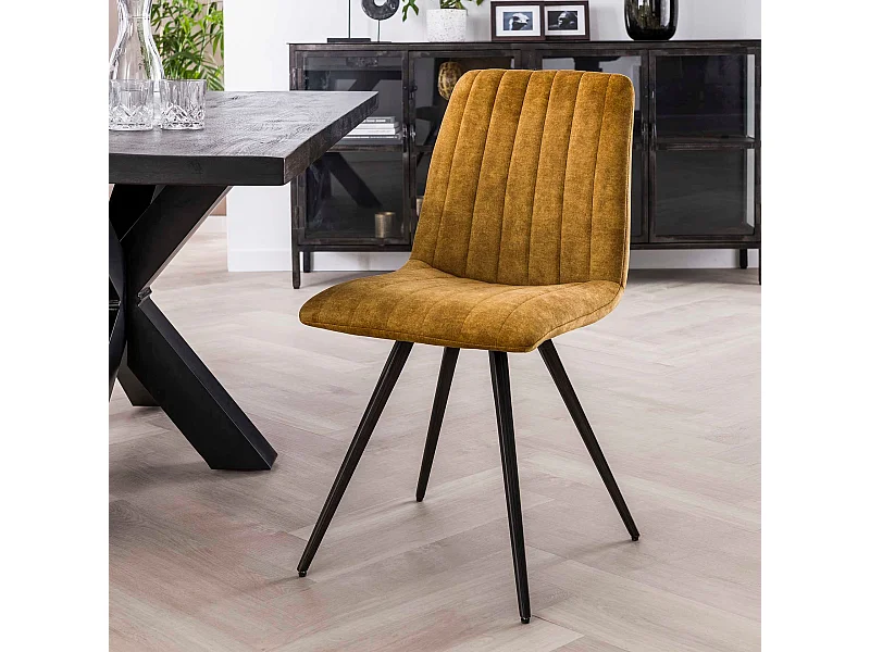 Stoel Velvet - Straight Stitch - Goudkleurig - 4 stuks