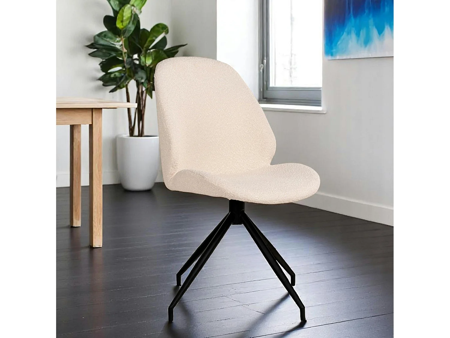 Chaise pivotante blanche en tissu bouclette (lot de 2) BERLIN