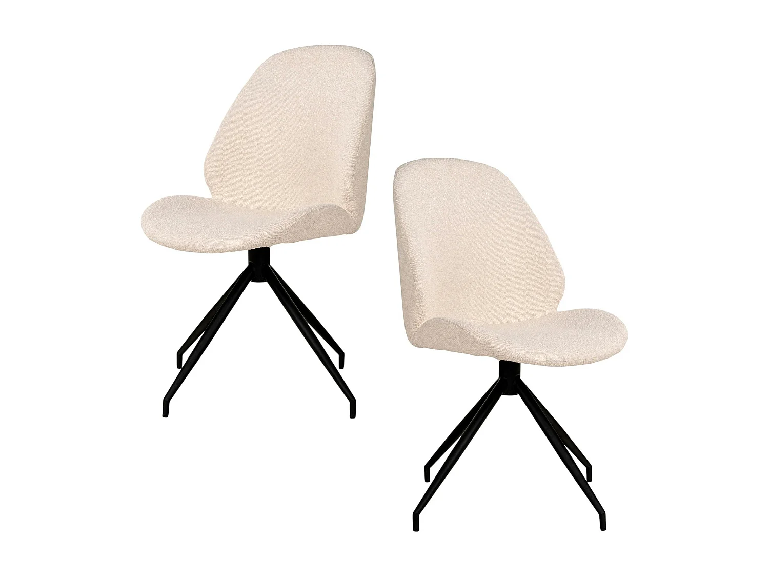 Chaise pivotante blanche en tissu bouclette (lot de 2) BERLIN
