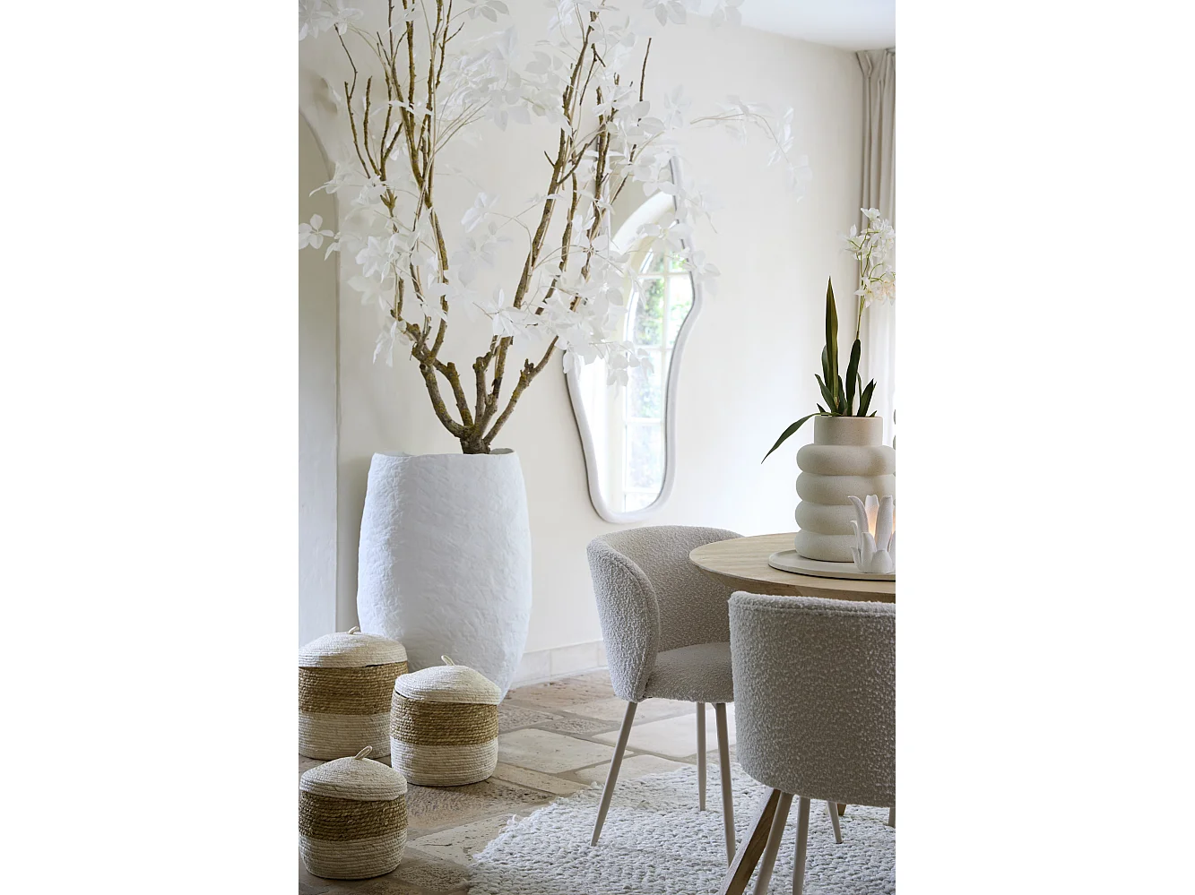 Chaise de salle à manger ELYNA - 56x55x79cm - Blanc - Lot de 2