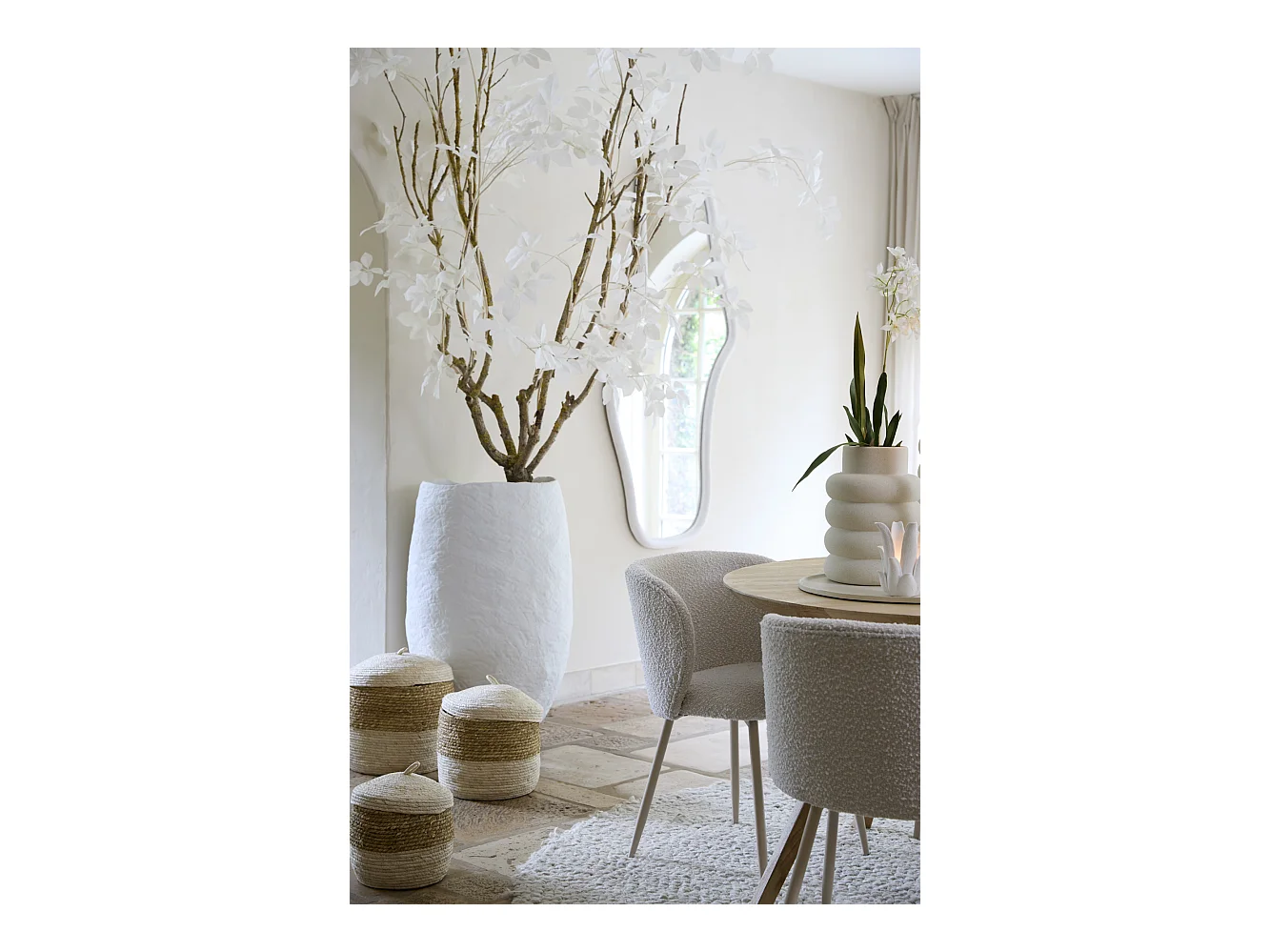 Chaise de salle à manger ELYNA - 56x55x79cm - Blanc - Lot de 2
