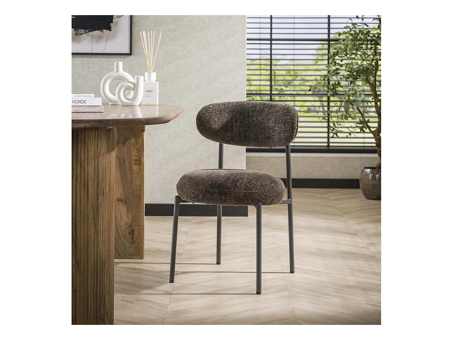 Chaise de salle à manger ronde - Tissee Cargo Brown - Lot de 2