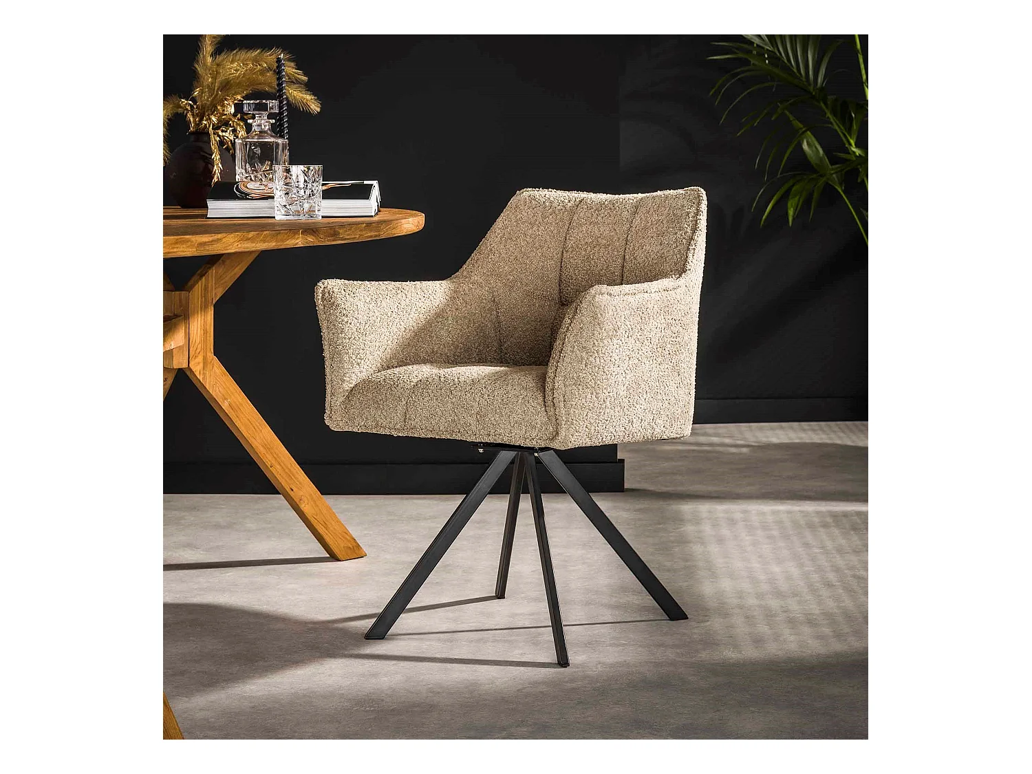 Fauteuil Raster Pivotant - 2 Pièces - Couleur Sable Bouclé