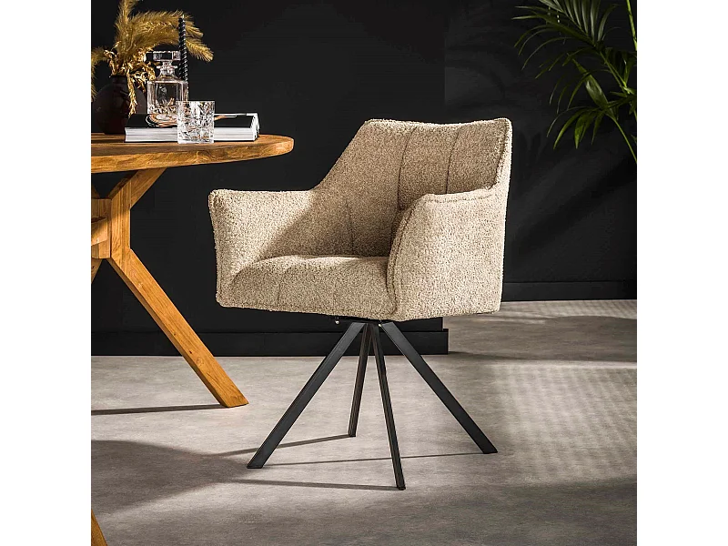 Fauteuil Raster Pivotant - 2 Pièces - Couleur Sable Bouclé