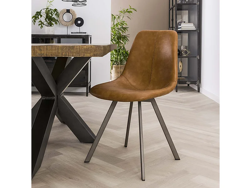 Stuhl Zickzackmuster - Braun - PU-Leder - 4 Stück