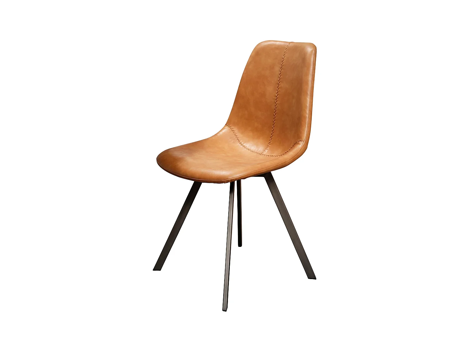 Chaise motif zigzag - Marron - Cuir PU - 4 pièces