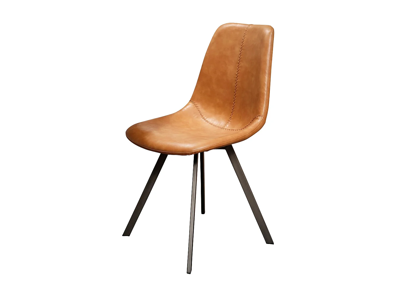 Silla con estampado en zigzag - Marrón - Piel sintética - 4 piezas