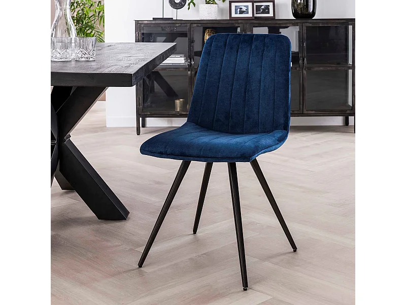 Stuhlsamt - Geradstich - Blau - 4 Stück