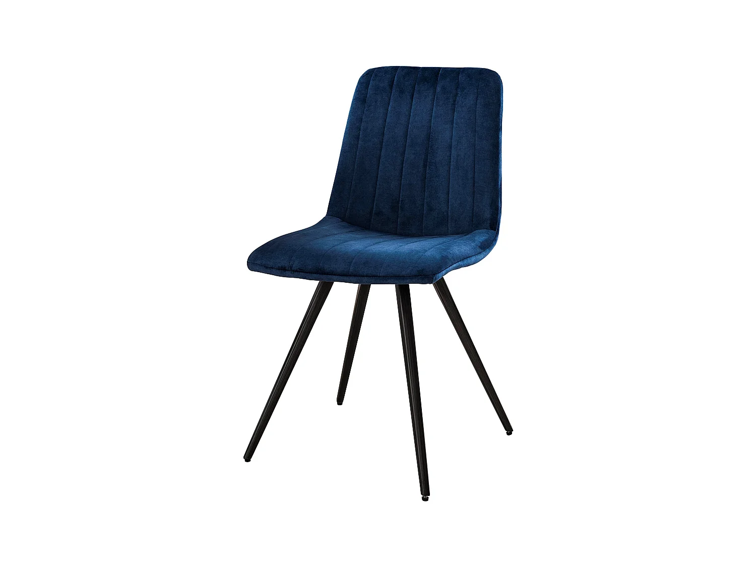 Chaise en velours - Point droit - Bleu - 4 pièces