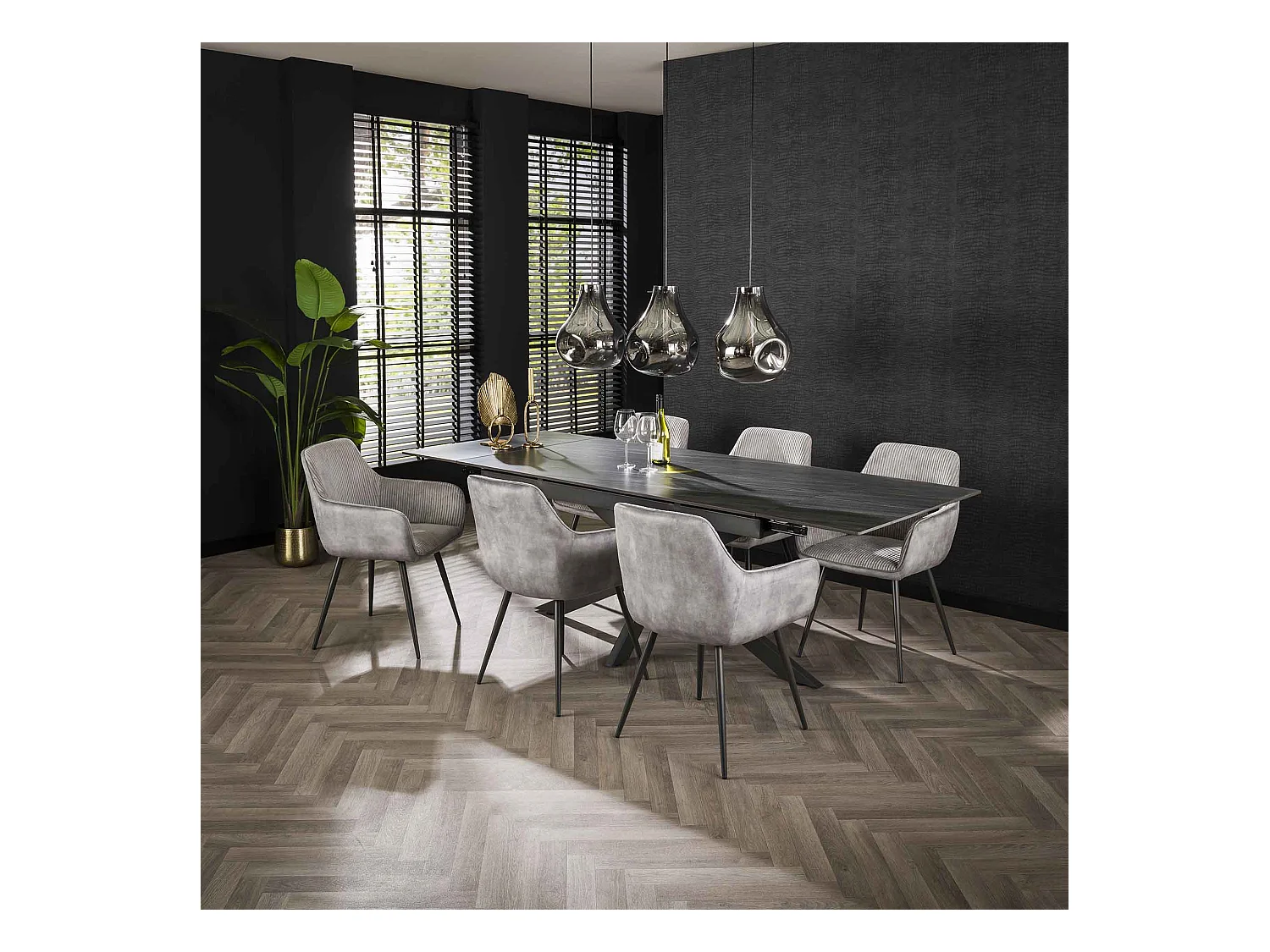 Fauteuil Rib 2 pièces - Couleur argent