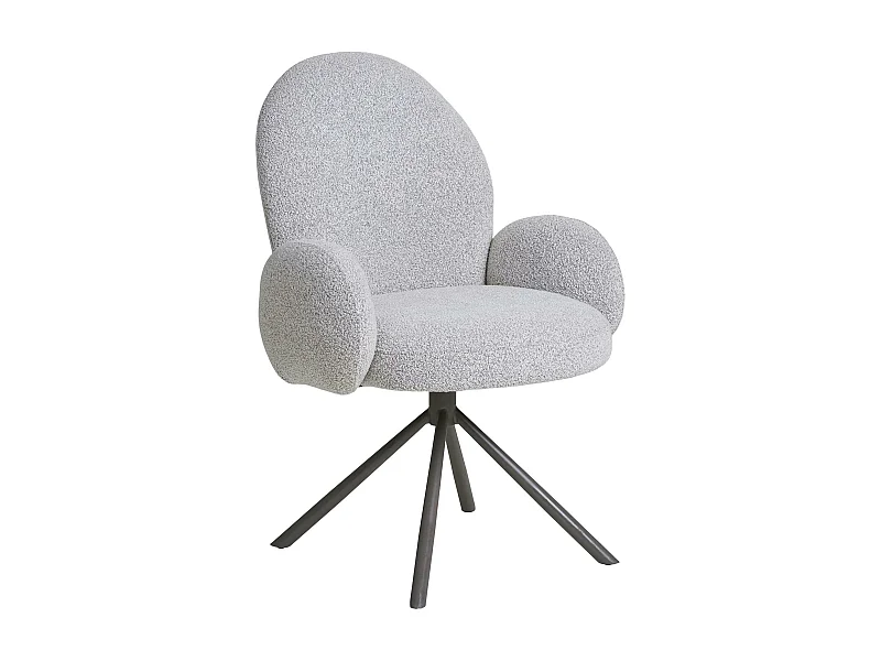 Chaise de salle à manger en tissu bouclette beige forme ronde (lot de 2) BERLIN