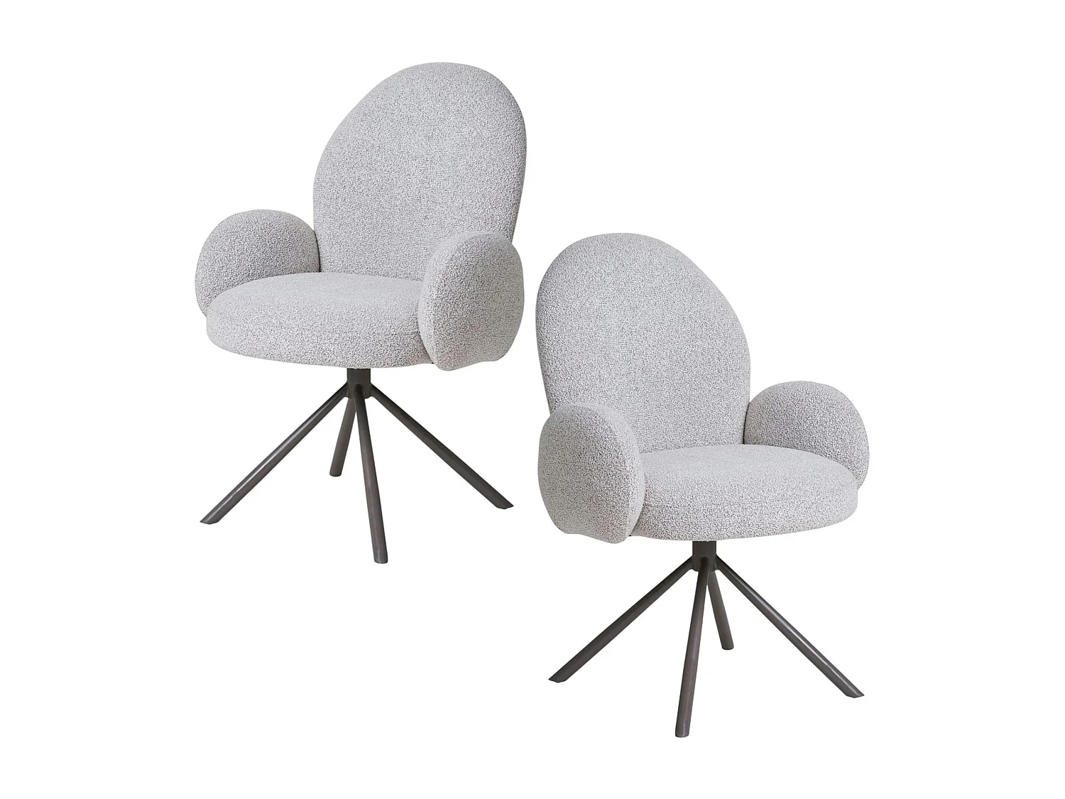 Chaise de salle à manger en tissu bouclette beige forme ronde (lot de 2) BERLIN