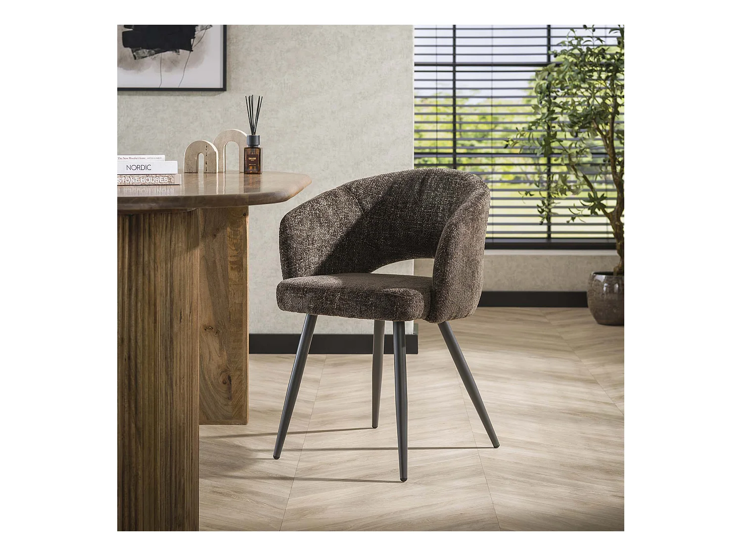 Fauteuil Boucle Salon - Tissee Cargo Marron - Lot de 2