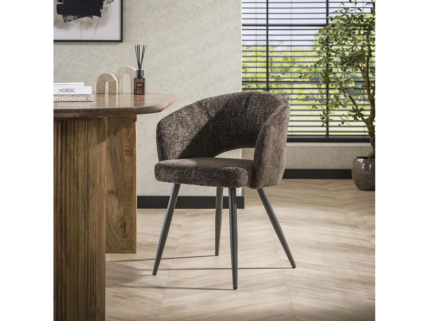 Fauteuil Boucle Salon - Tissee Cargo Marron - Lot de 2