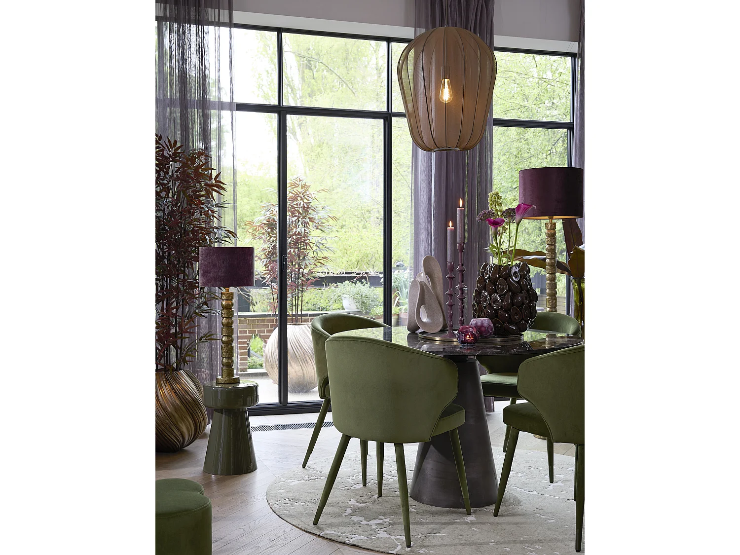 Chaise de salle à manger KOSAKA - 79x57x53cm - Vert - Lot de 2