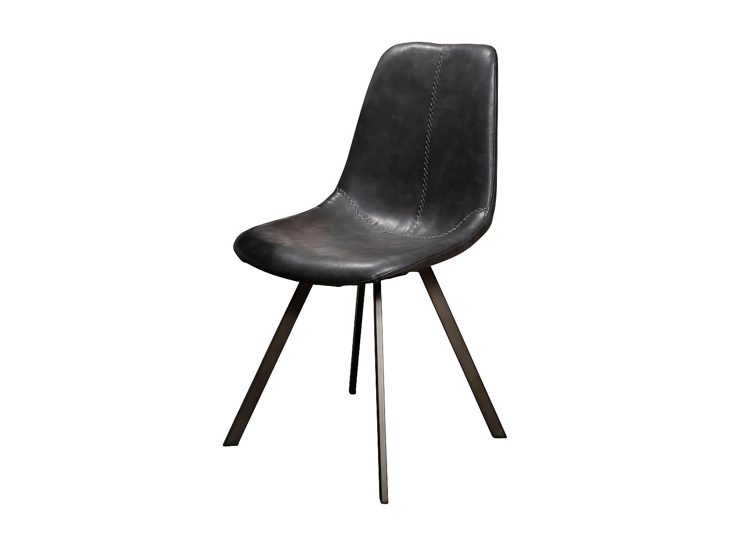 Stoel Zig-Zag patroon - Zwart - PU Leder - 4 Stuks