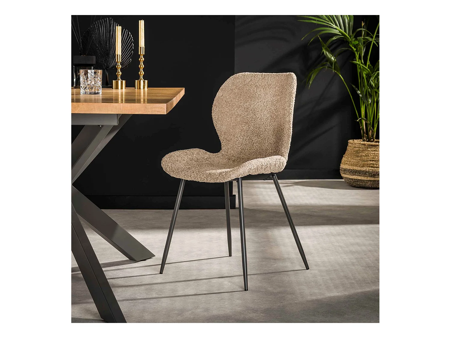 Chaise Tube Rond 4 Pièces - Boucle Couleur Sable