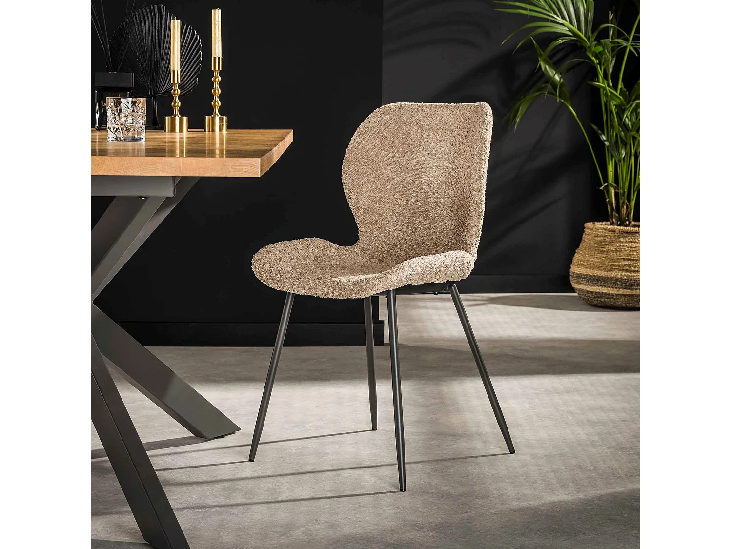 Chaise Tube Rond 4 Pièces - Boucle Couleur Sable