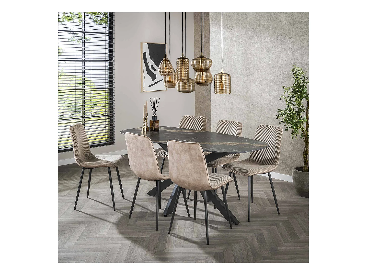 Chaise Rib - Couleur Sable Rocheux - Lot de 4