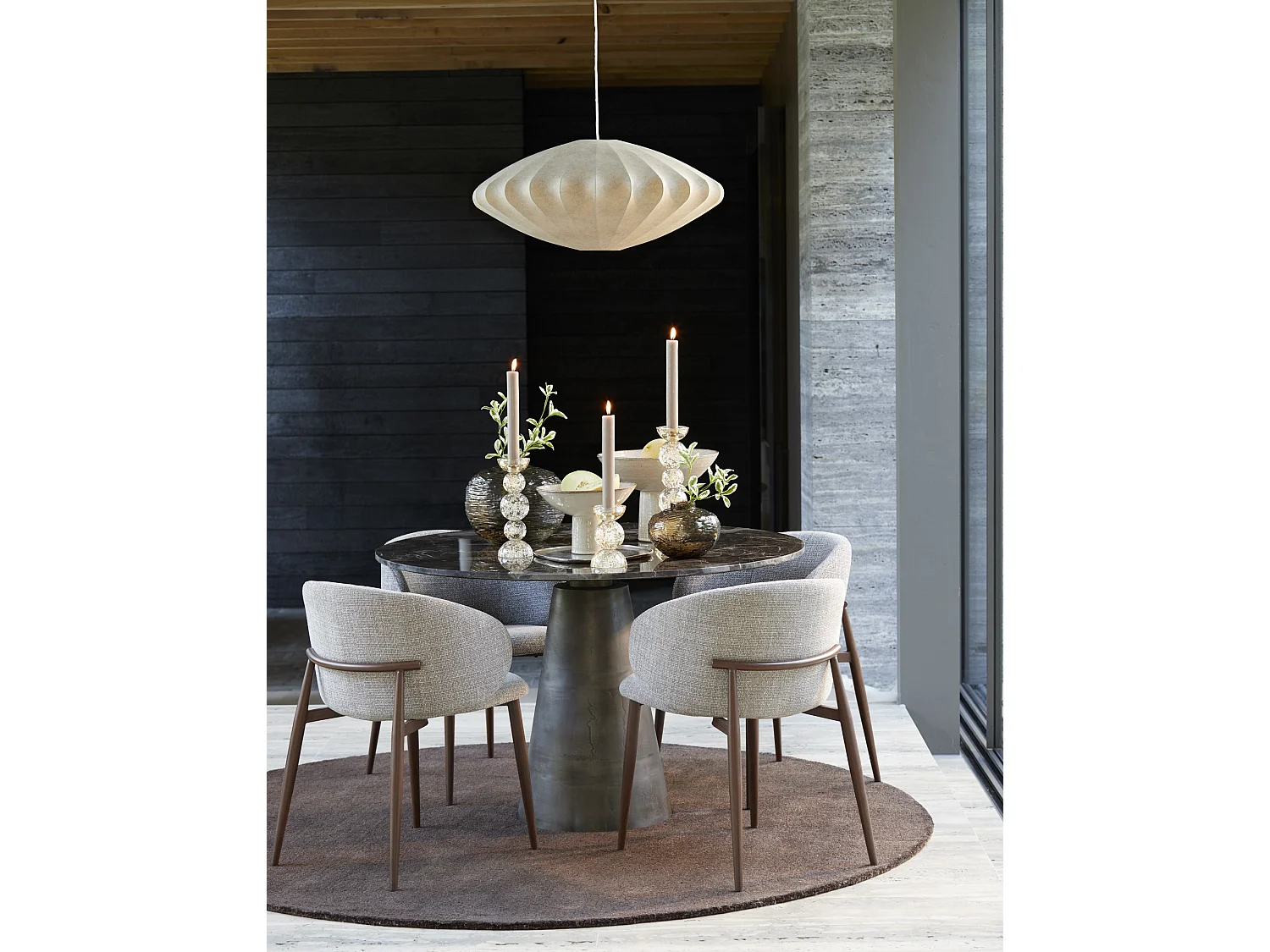 Eetkamerstoel ALUKO - 56x57x74cm - Bruin - Set van 2