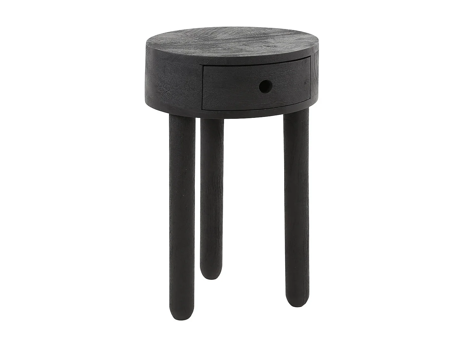 Table de chevet 1L Ronde Plein Bois - Acacia Massif Noir
