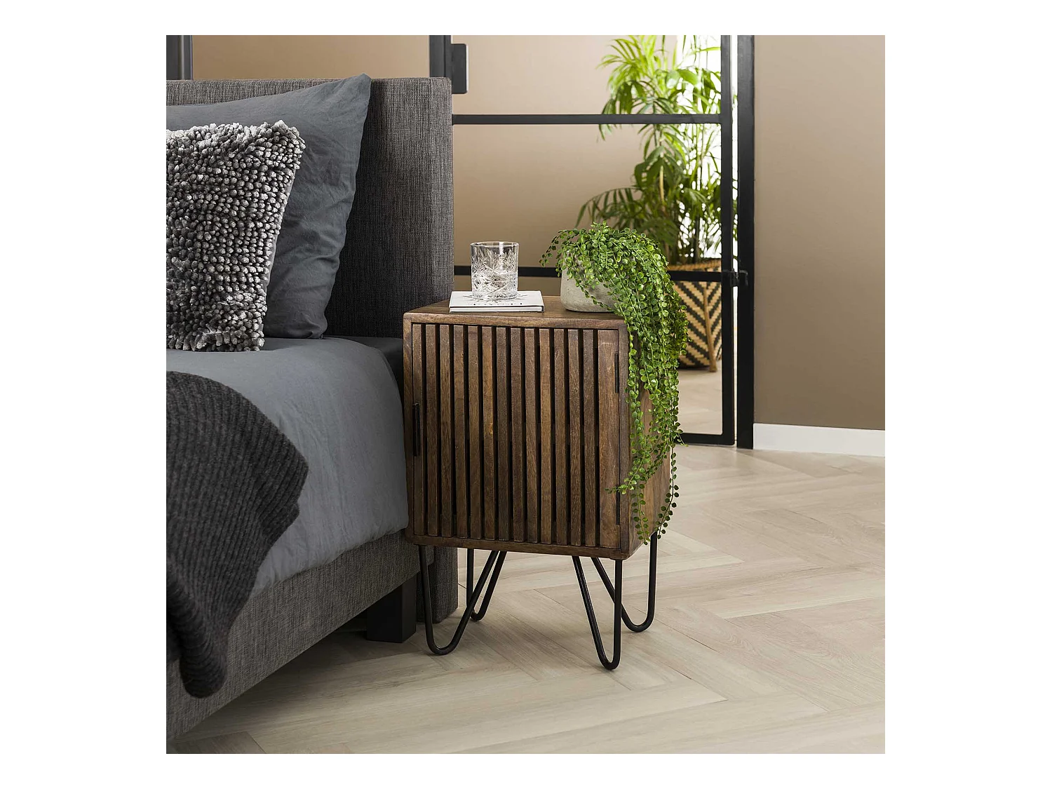 Lot de 2 tables de chevet Hoyz Tweak - Bois de manguier massif - Marron - 40 x 30 x 60 cm