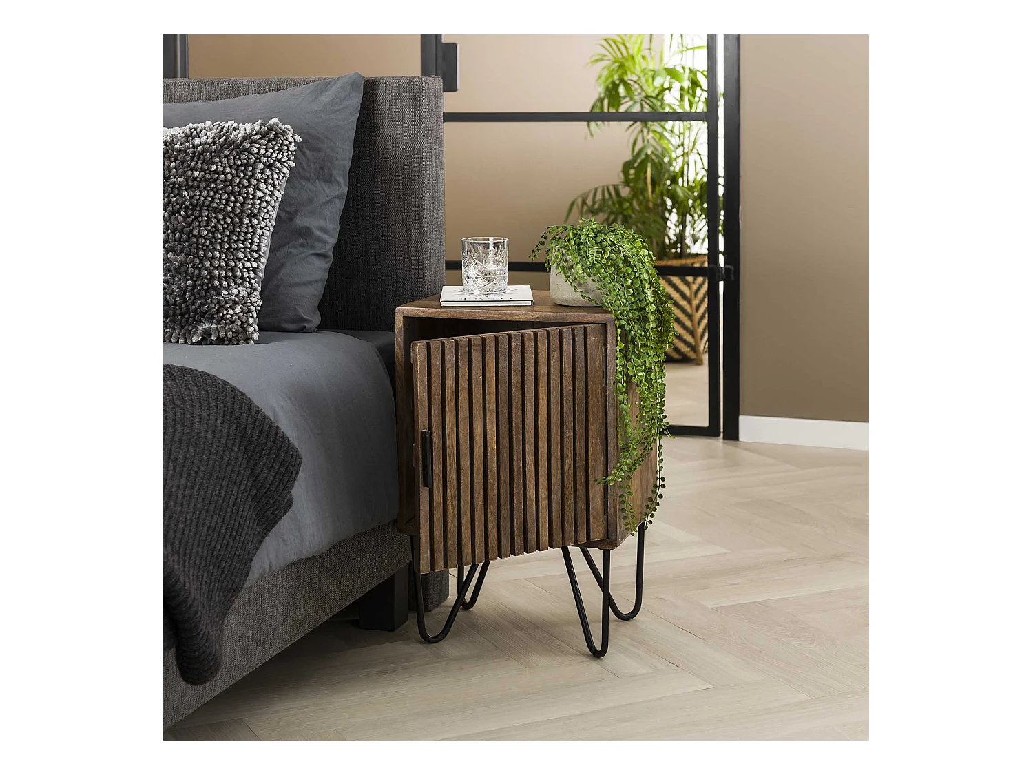 Lot de 2 tables de chevet Hoyz Tweak - Bois de manguier massif - Marron - 40 x 30 x 60 cm