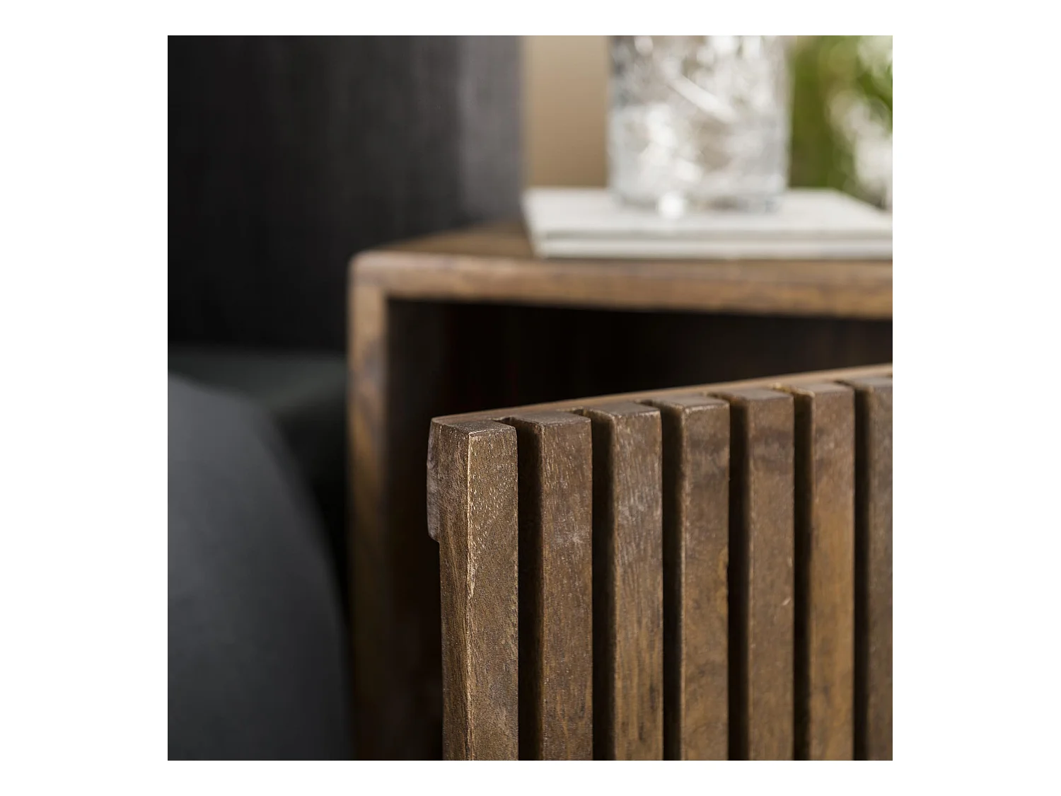 Lot de 2 tables de chevet Hoyz Tweak - Bois de manguier massif - Marron - 40 x 30 x 60 cm