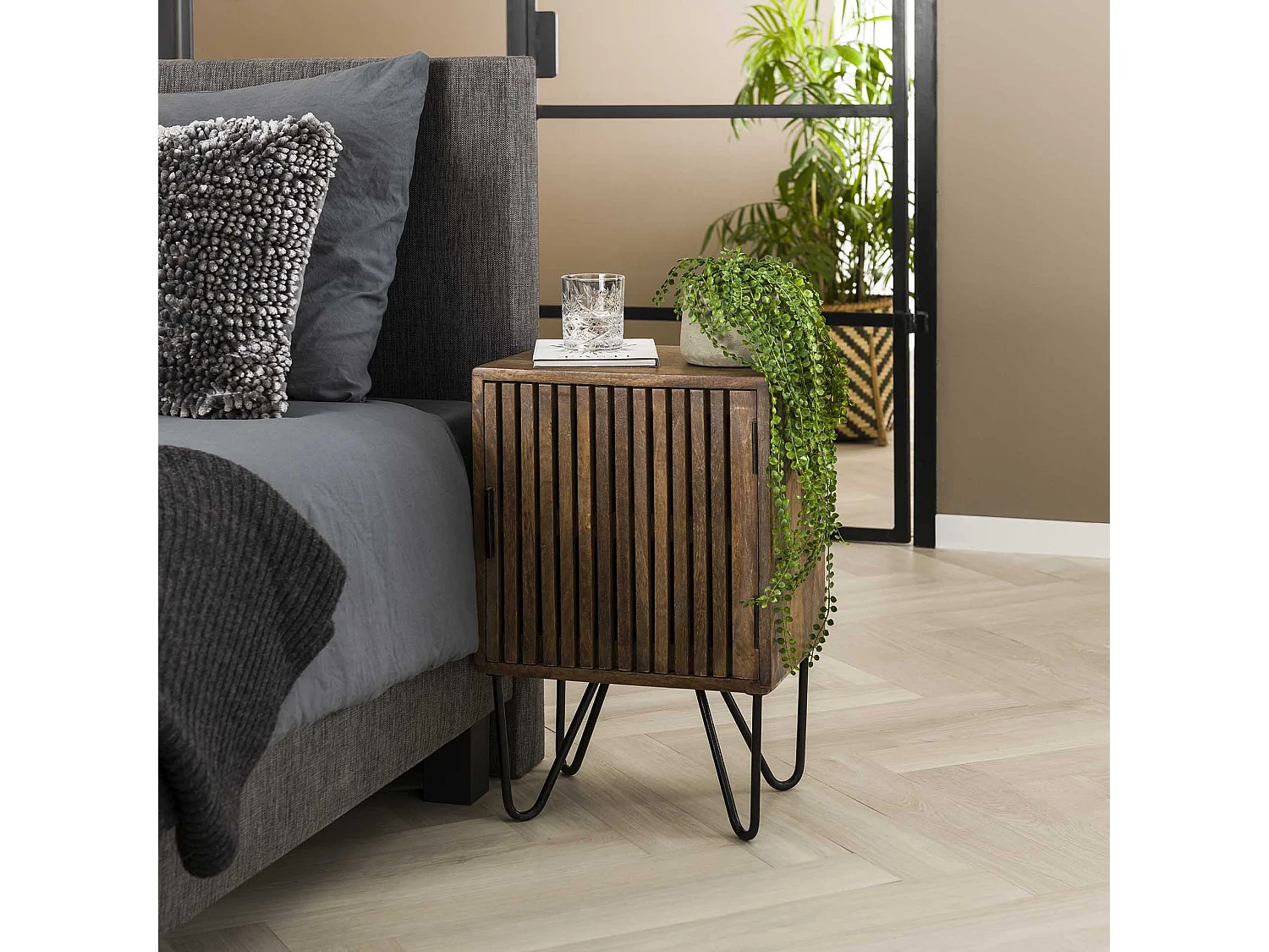 Lot de 2 tables de chevet Hoyz Tweak - Bois de manguier massif - Marron - 40 x 30 x 60 cm