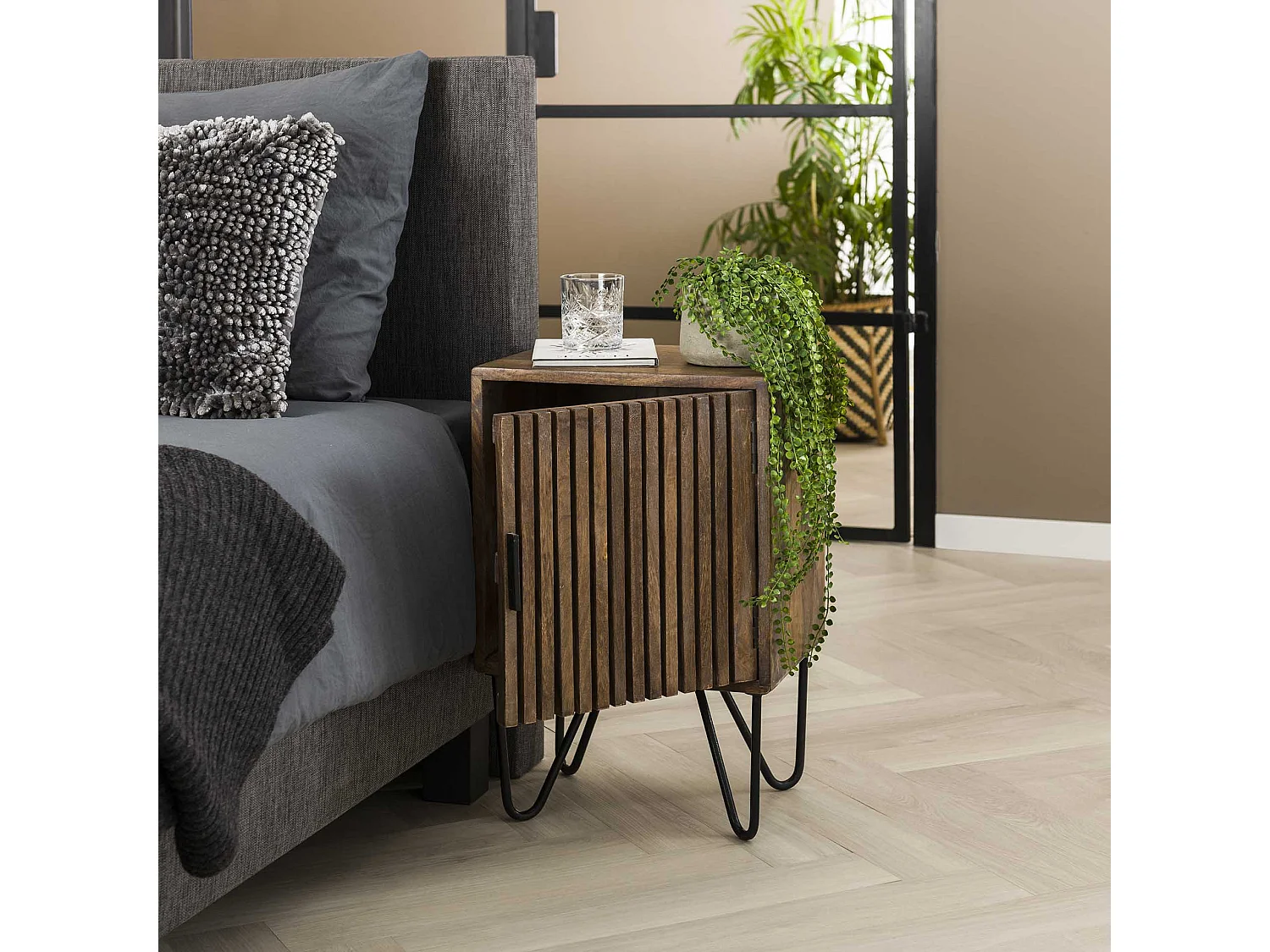 Lot de 2 tables de chevet Hoyz Tweak - Bois de manguier massif - Marron - 40 x 30 x 60 cm