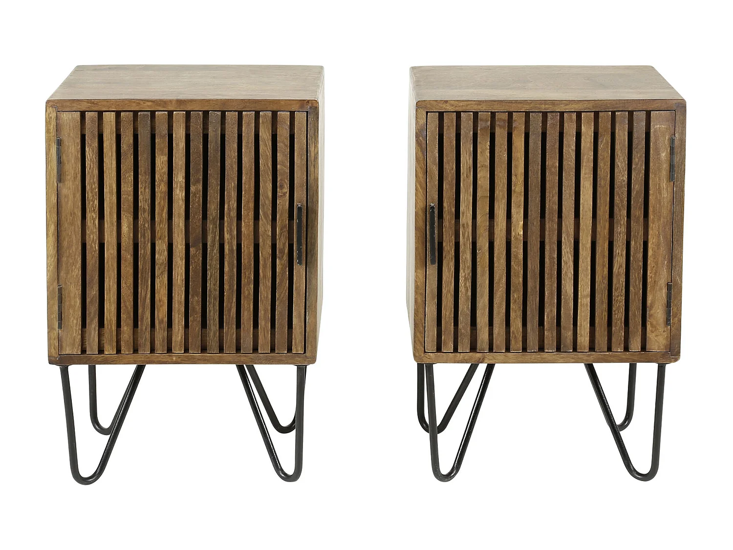 Lot de 2 tables de chevet Hoyz Tweak - Bois de manguier massif - Marron - 40 x 30 x 60 cm