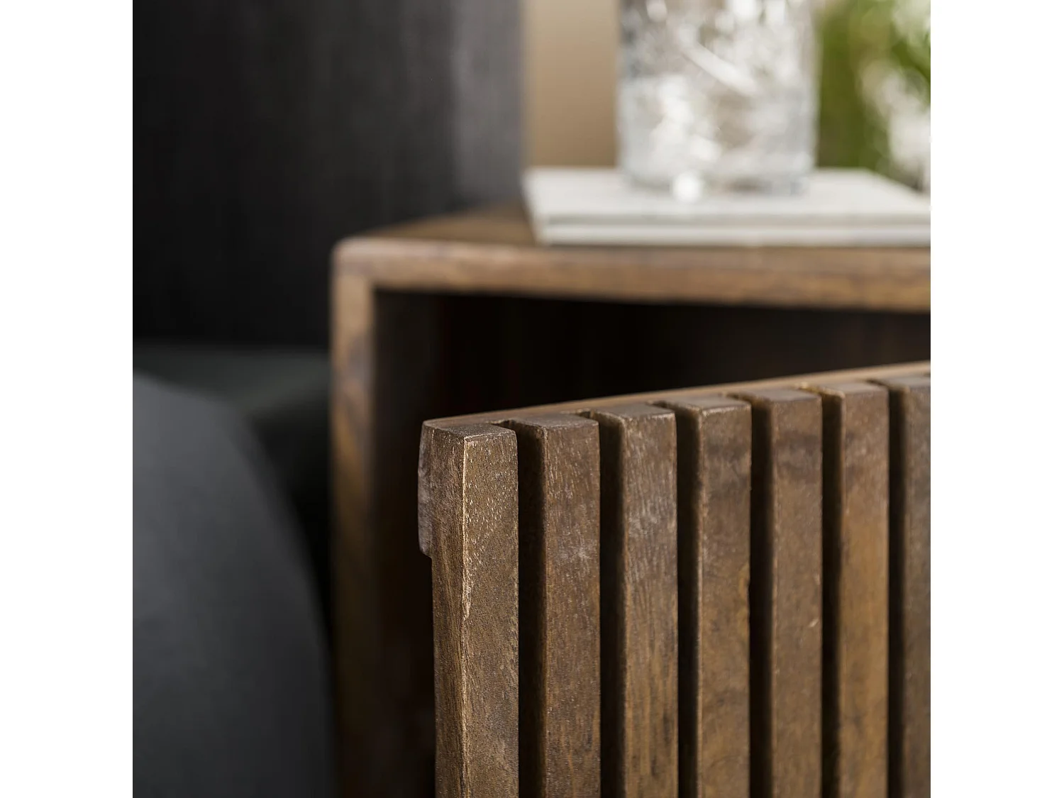 Lot de 2 tables de chevet Hoyz Tweak - Bois de manguier massif - Marron - 40 x 30 x 60 cm