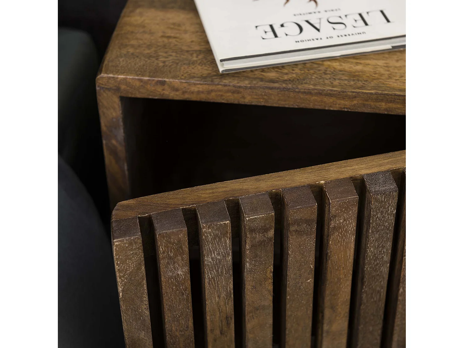 Lot de 2 tables de chevet Hoyz Tweak - Bois de manguier massif - Marron - 40 x 30 x 60 cm