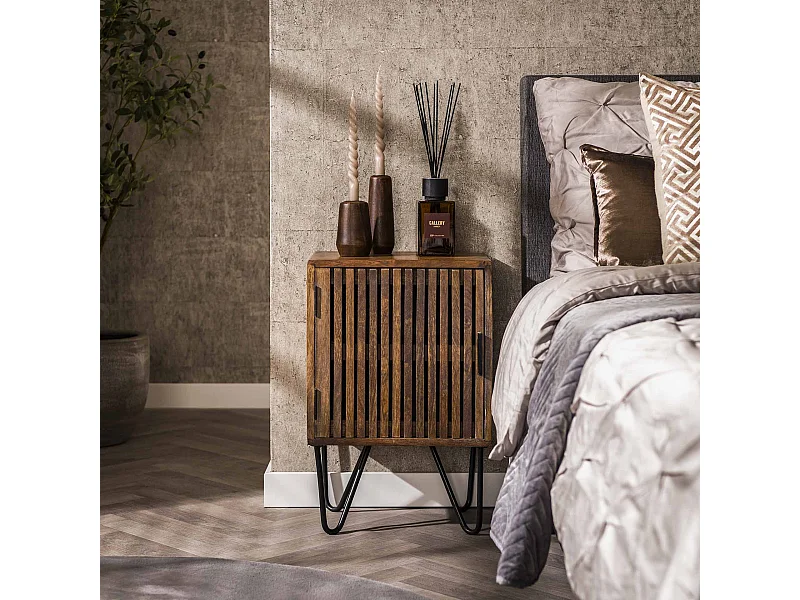 Lot de 2 tables de chevet Hoyz Tweak - Bois de manguier massif - Marron - 40 x 30 x 60 cm