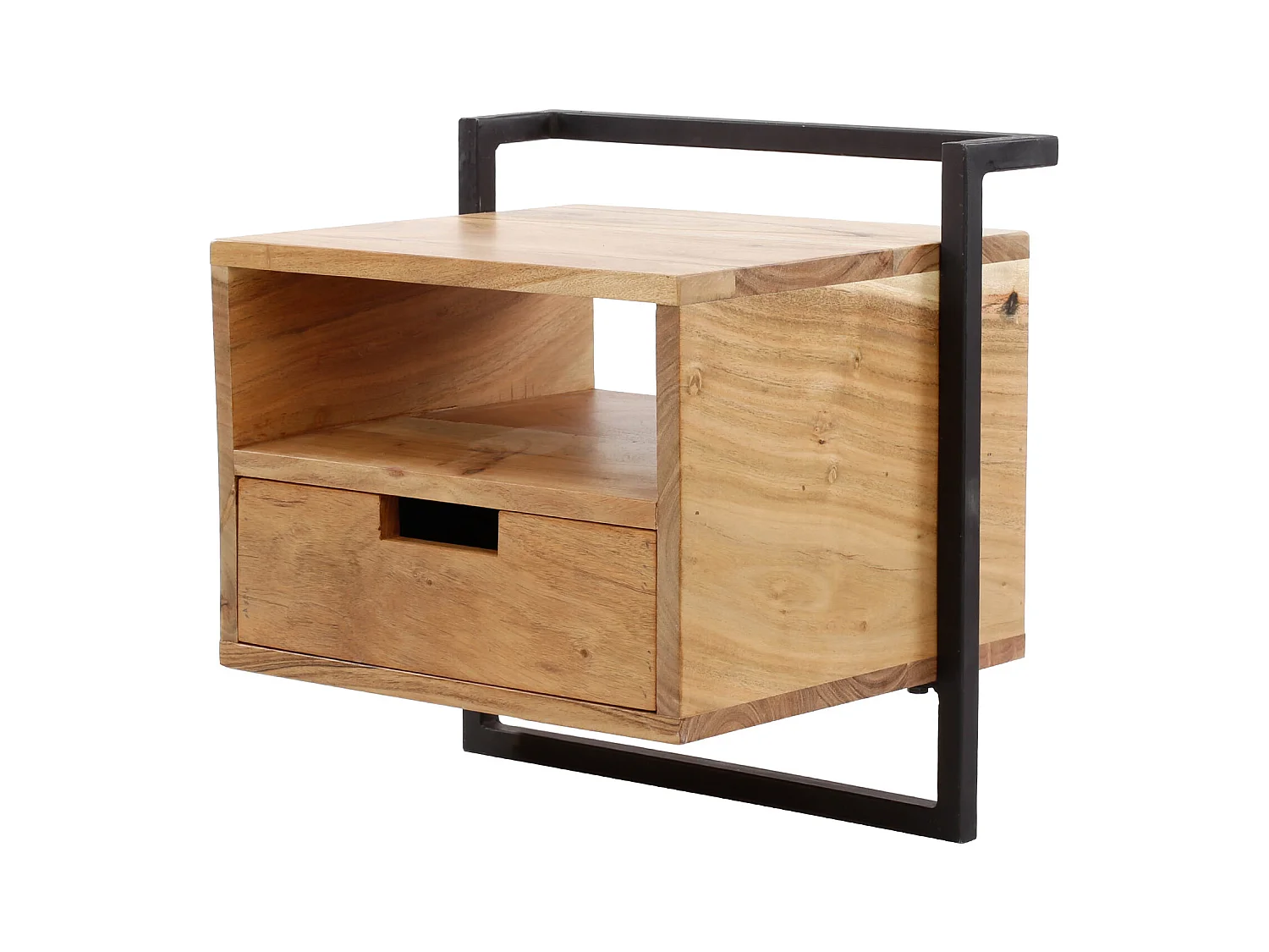 Table de chevet suspendue - Noir - 1 tiroir - Compartiment ouvert Air Solid