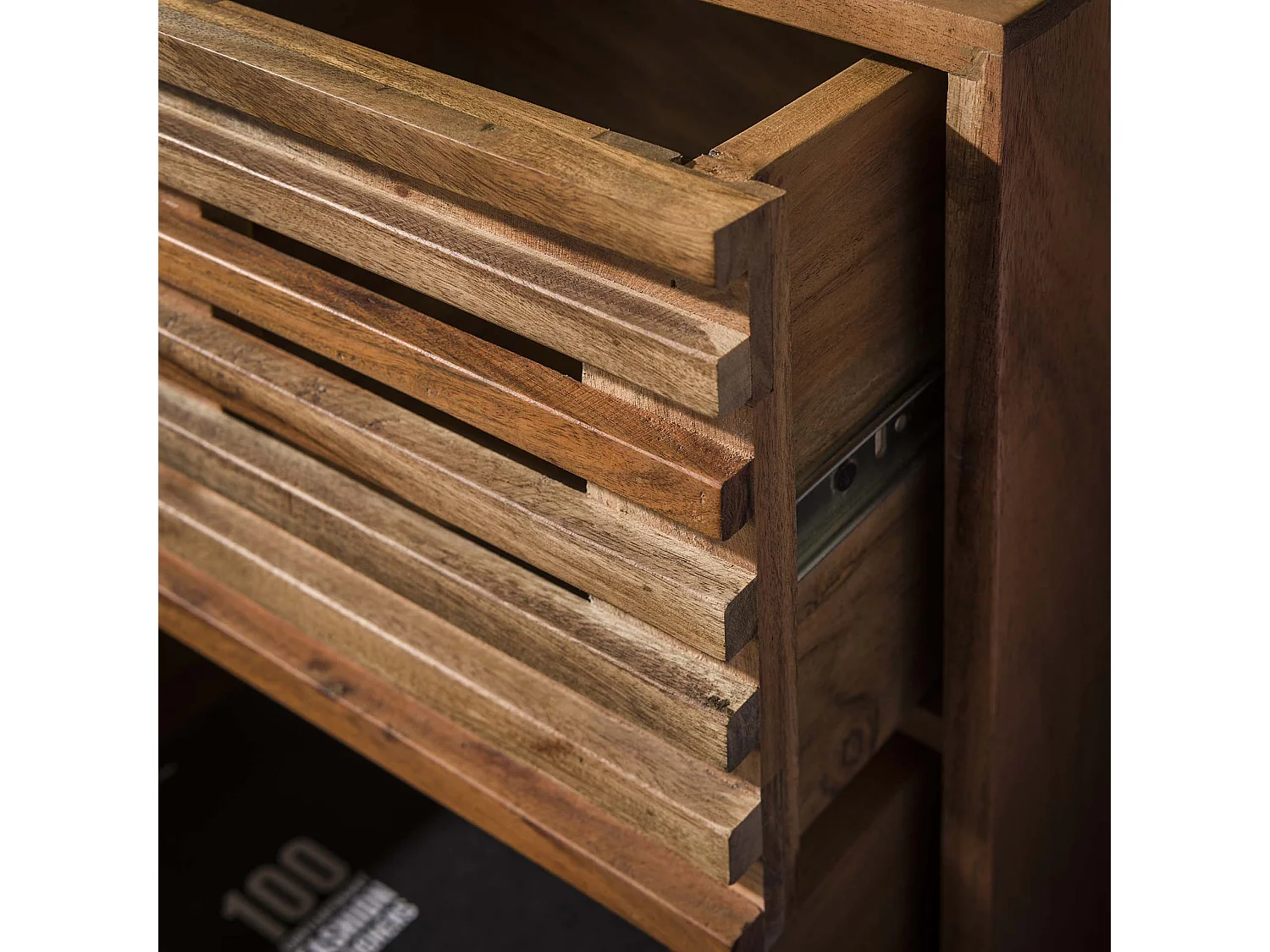 Table de chevet 2 tiroirs coulissants - acacia massif naturel