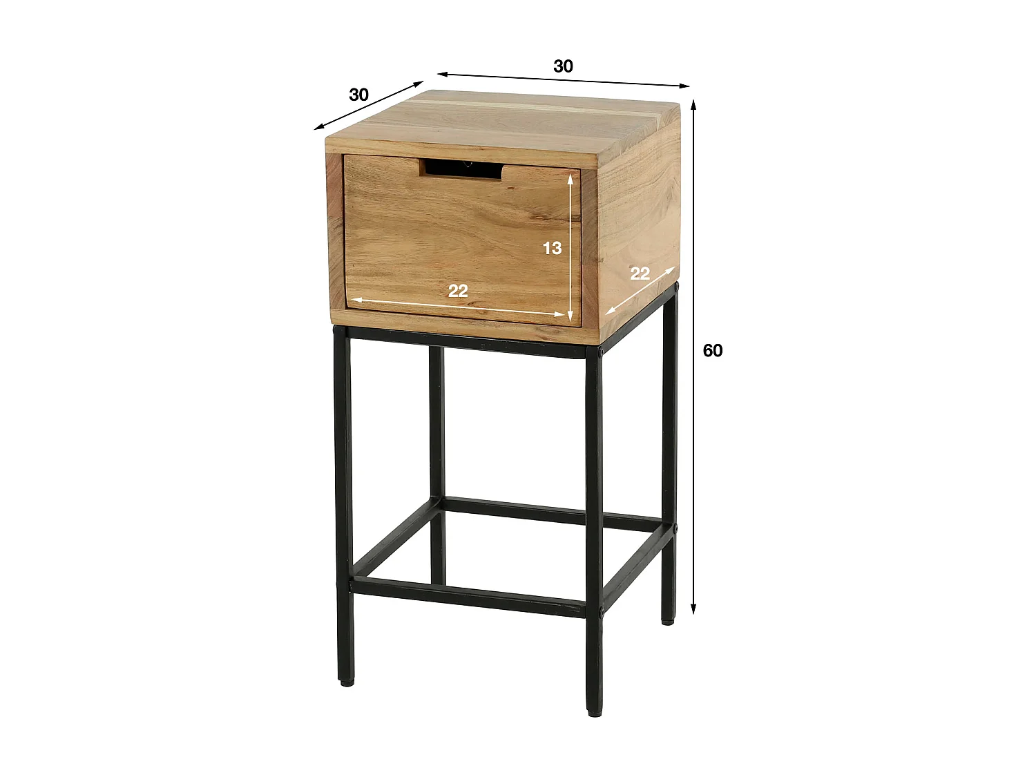 Nachtkastje XS flat / Massief acacia naturel