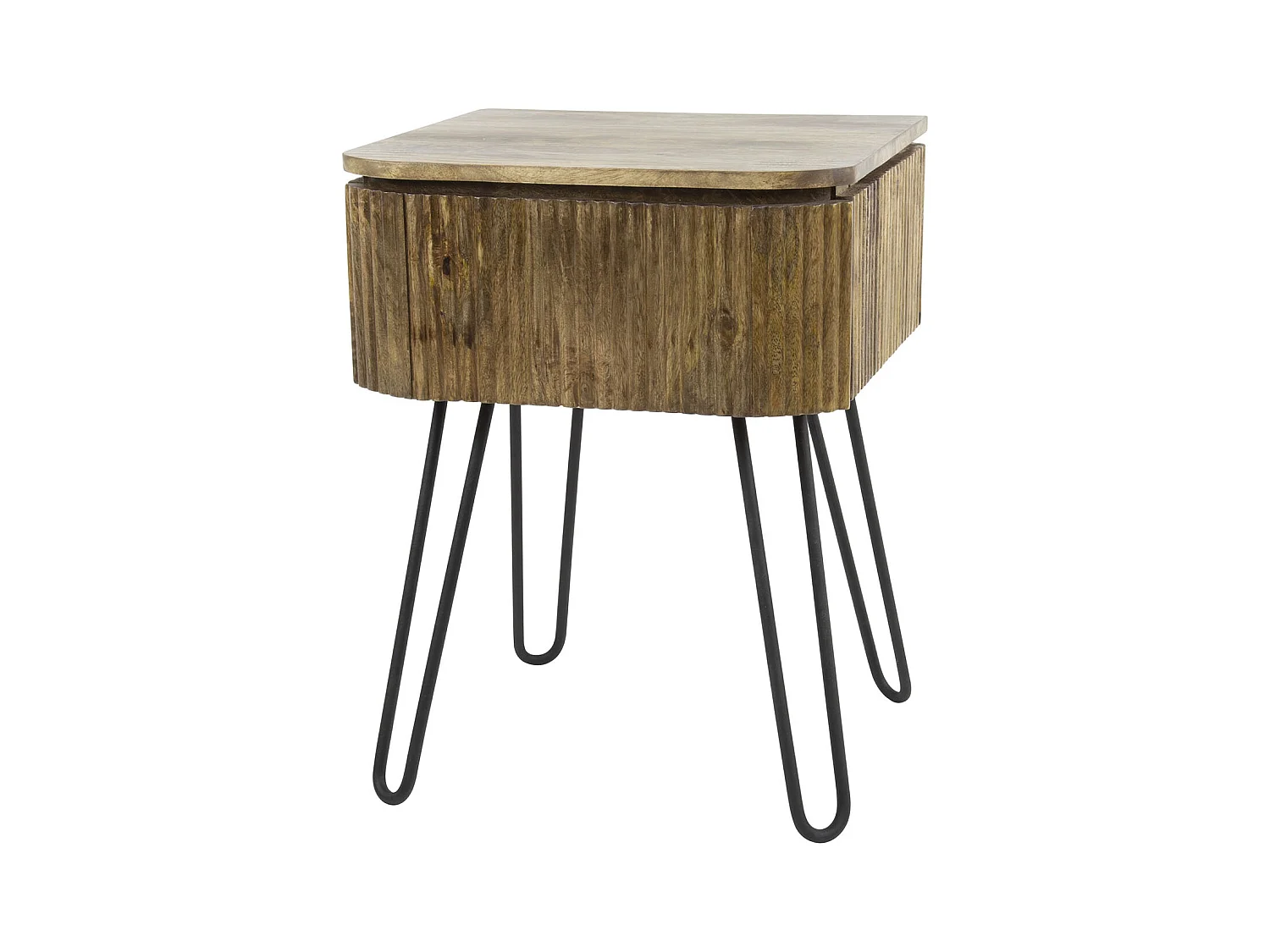 Table de chevet Wave - 1 tiroir - Mangue - Couleur sable